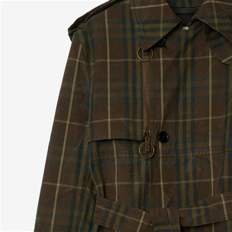 trench collar closure burberry|Long Check Cotton Trench Coat in Tor .